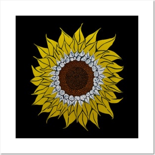 White and Yellow Sunflower Posters and Art